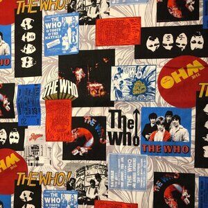 🛒$9 Quilt Cotton Fabric Material By the 1 yard The Who Music Group Rock & Roll